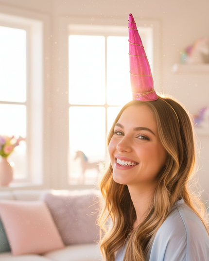 fuchsia unicorn horn - in-use