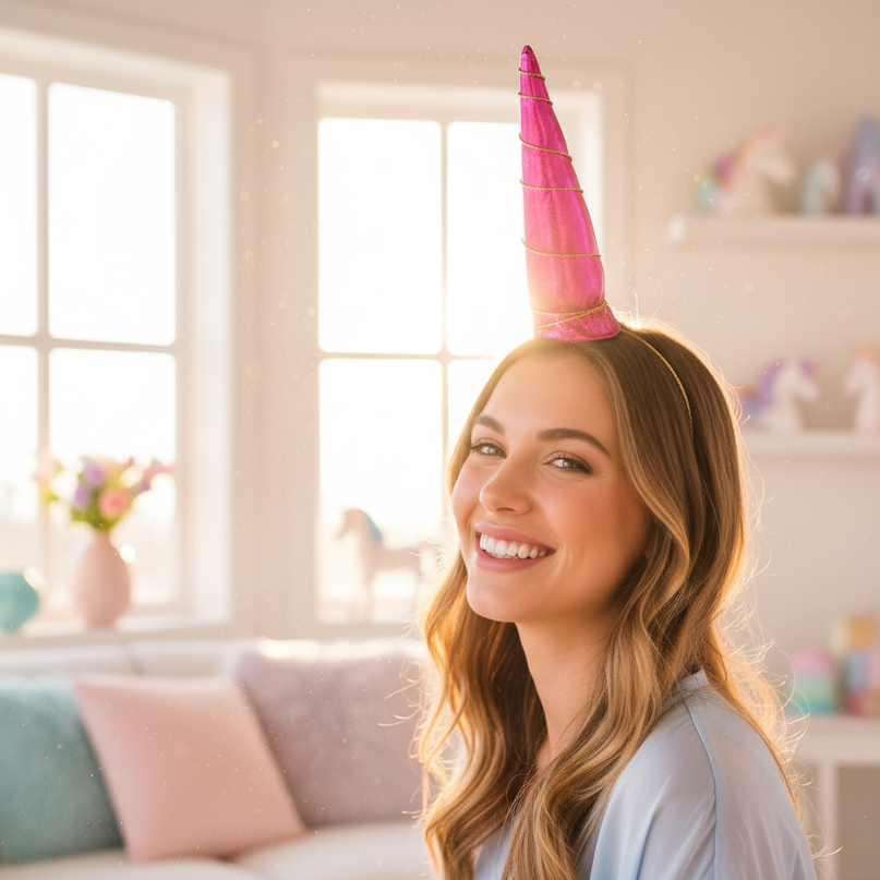 fuchsia unicorn horn - in-use