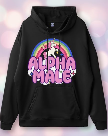 funny alpha male unicorn hoodie - detail