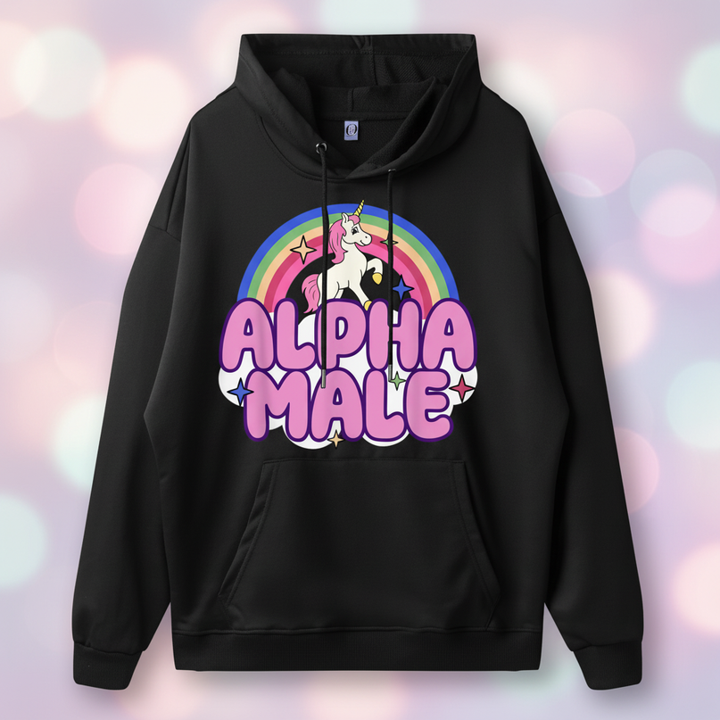 funny alpha male unicorn hoodie - detail