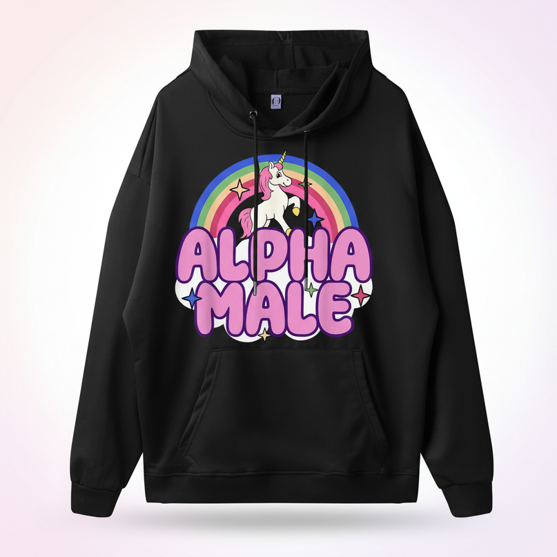 funny alpha male unicorn hoodie - white-bg