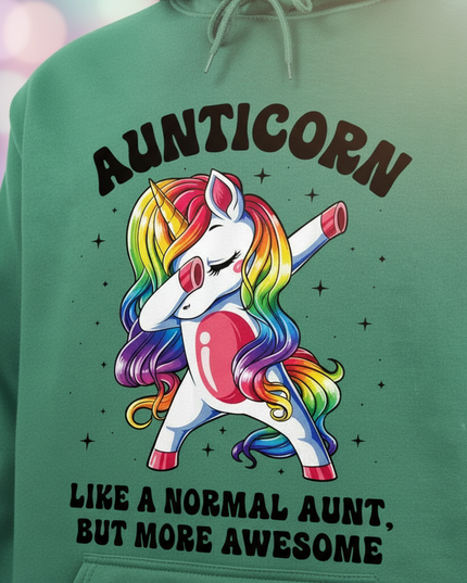 funny aunt unicorn hoodie - detail