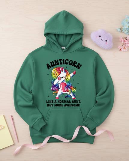 funny aunt unicorn hoodie - flat-lay
