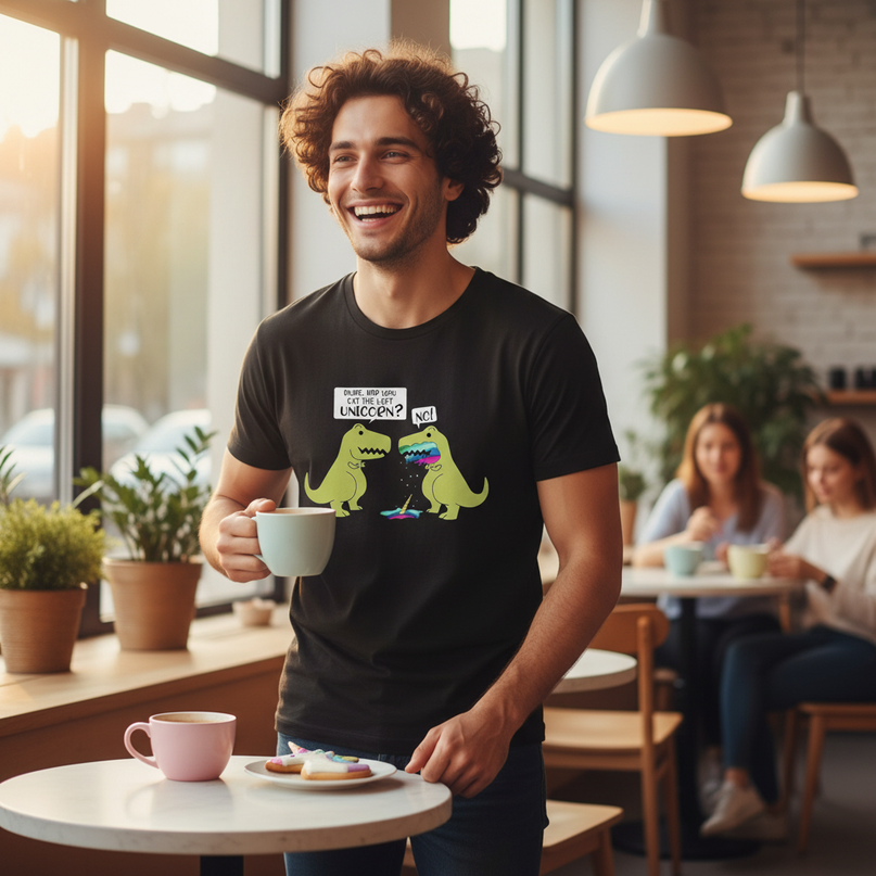 funny dinosaur unicorn shirt - in-use