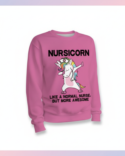 funny nurse unicorn sweater - white-bg