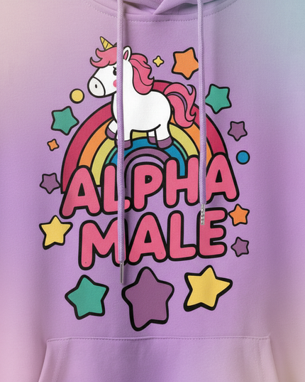 funny purple unicorn hoodie - detail
