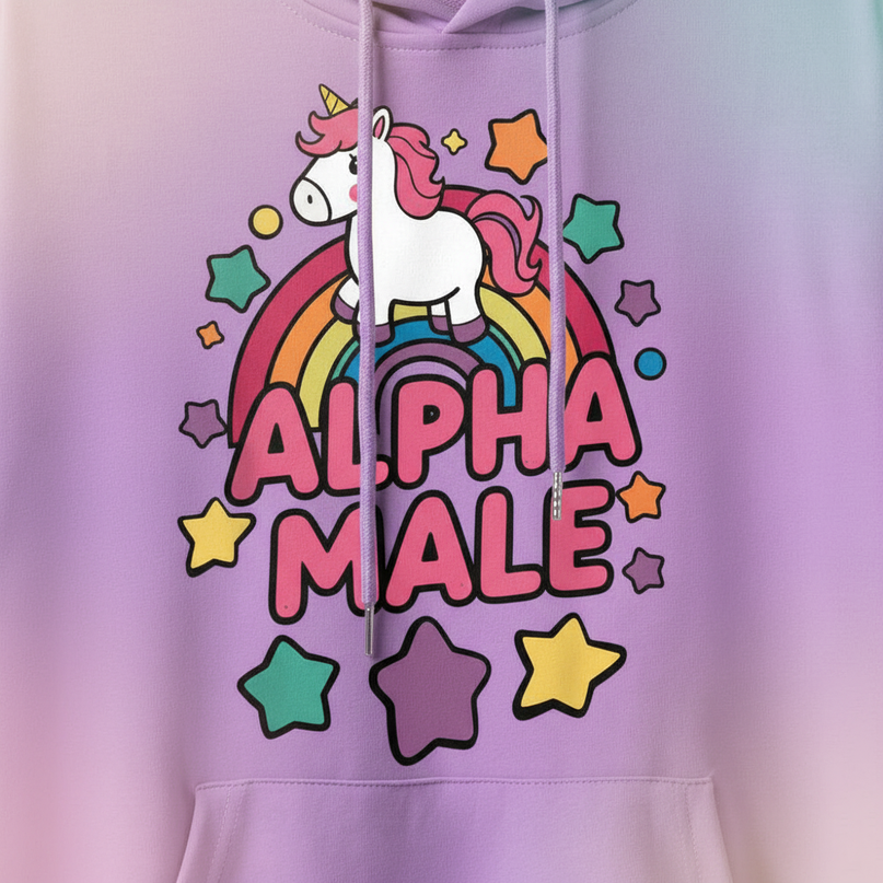 funny purple unicorn hoodie - detail