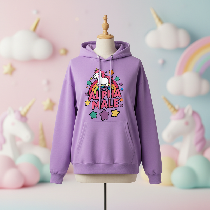 funny purple unicorn hoodie - lifestyle