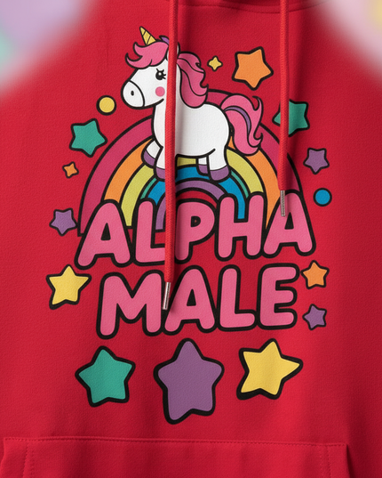 funny red unicorn hoodie - detail
