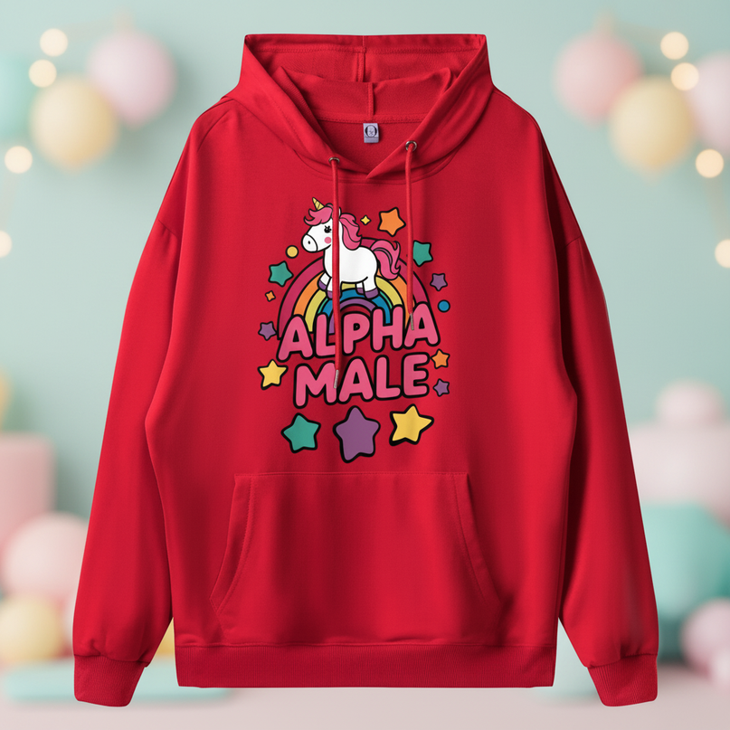 funny red unicorn hoodie - lifestyle