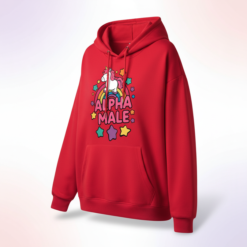 funny red unicorn hoodie - white-bg