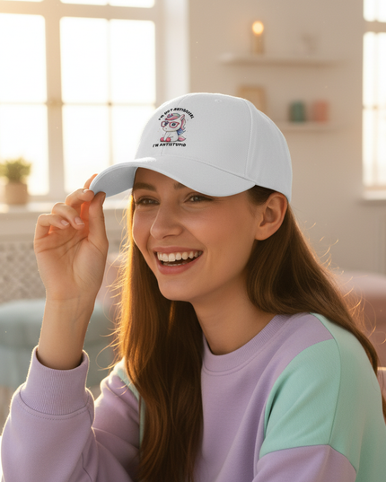 funny unicorn cap - in-use