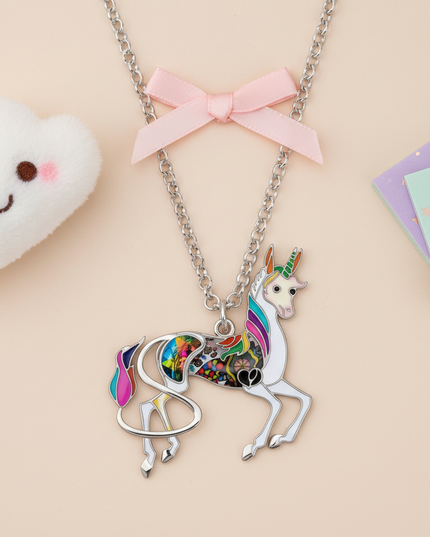 funny unicorn necklace - flat-lay