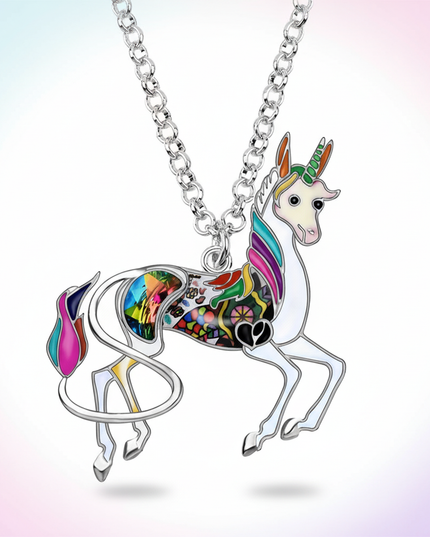 funny unicorn necklace - white-bg