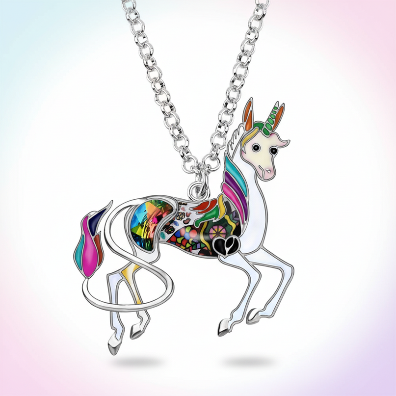funny unicorn necklace - white-bg