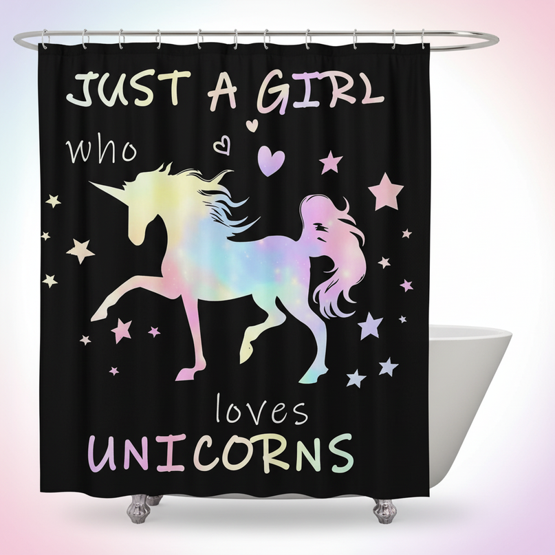 funny unicorn shower curtain - white-bg