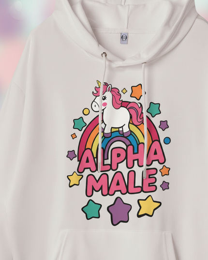 funny white unicorn hoodie - detail