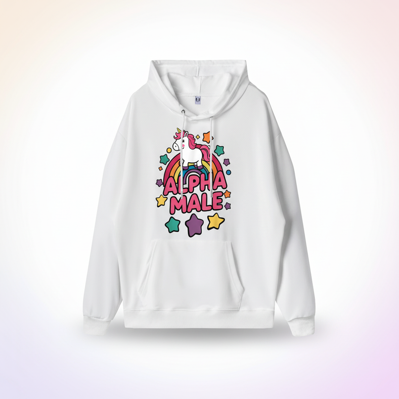 funny white unicorn hoodie - white-bg