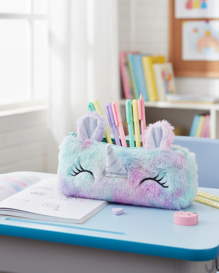 furry unicorn pencil case - lifestyle
