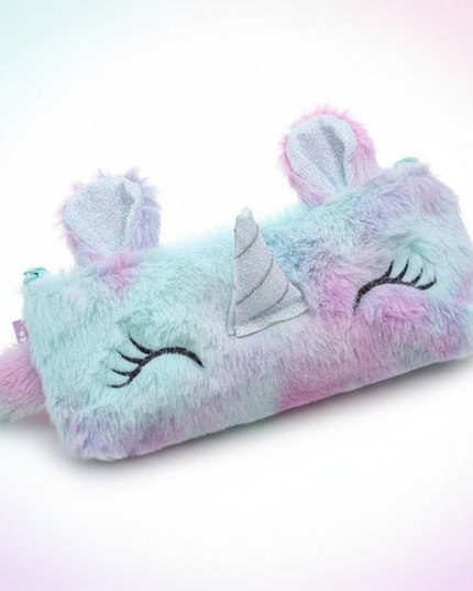 furry unicorn pencil case - white-bg