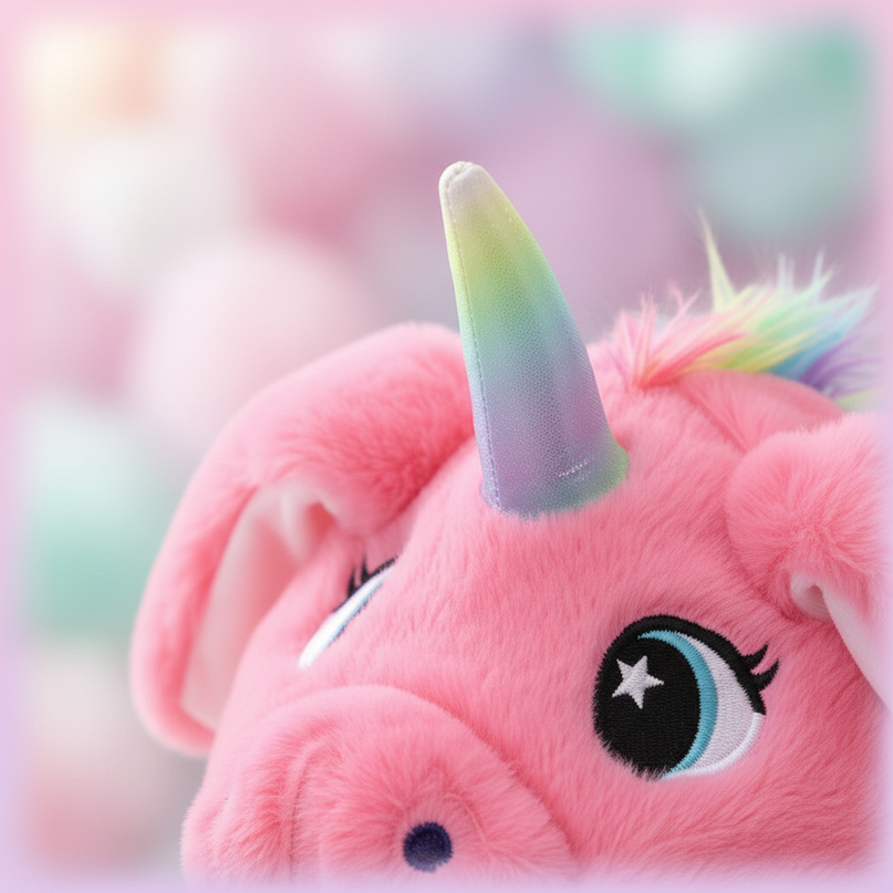 fuzzy unicorn hat - detail