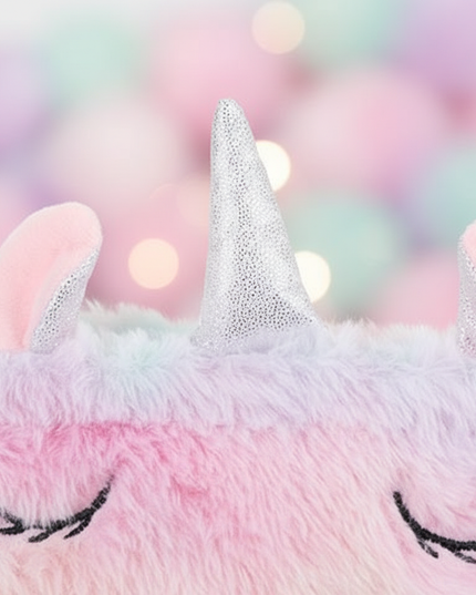 fuzzy unicorn pencil case - detail
