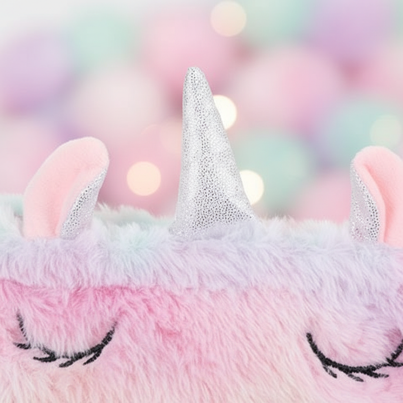 fuzzy unicorn pencil case - detail
