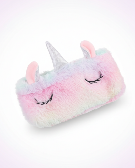 fuzzy unicorn pencil case - white-bg