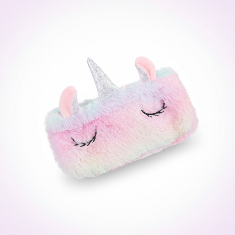 fuzzy unicorn pencil case - white-bg