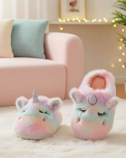 fuzzy unicorn slippers - lifestyle