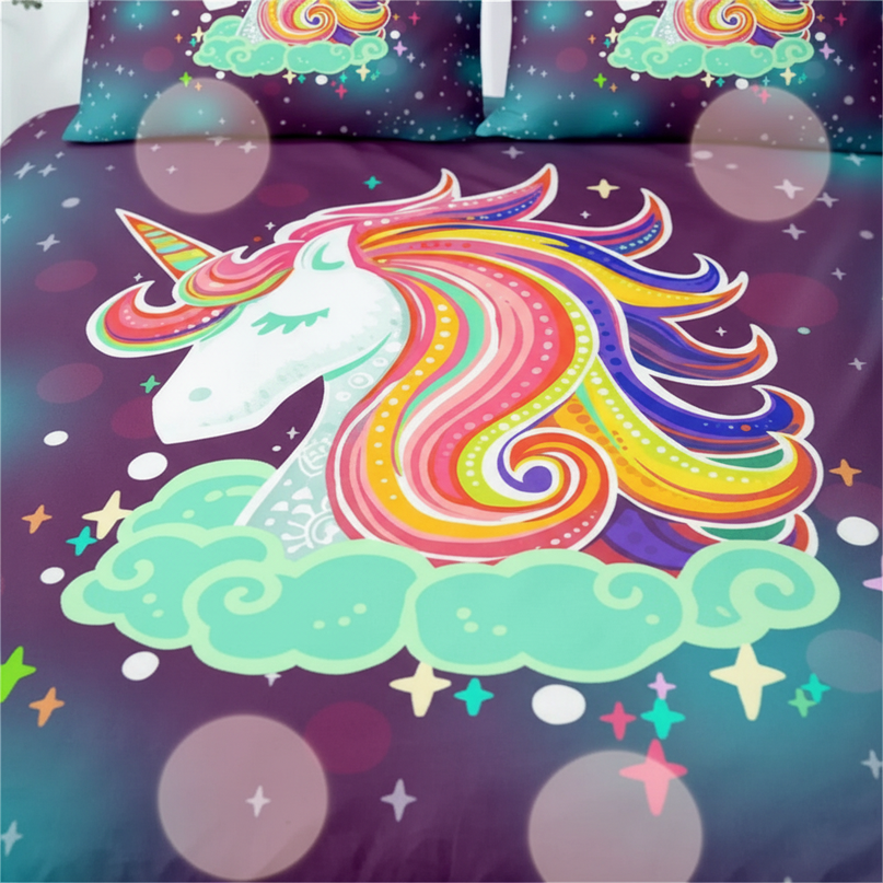 galaxy cloud mane unicorn bedding - detail