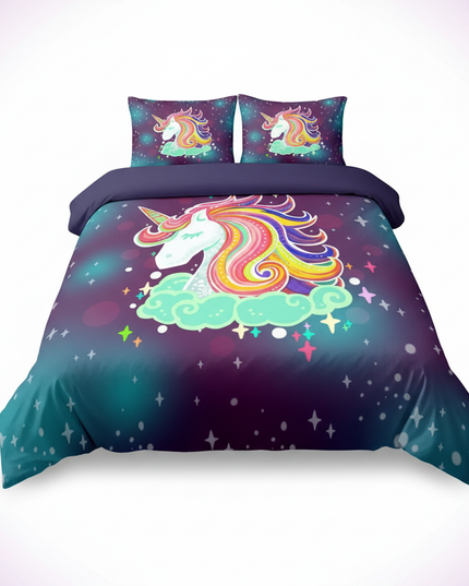 galaxy cloud mane unicorn bedding - white-bg