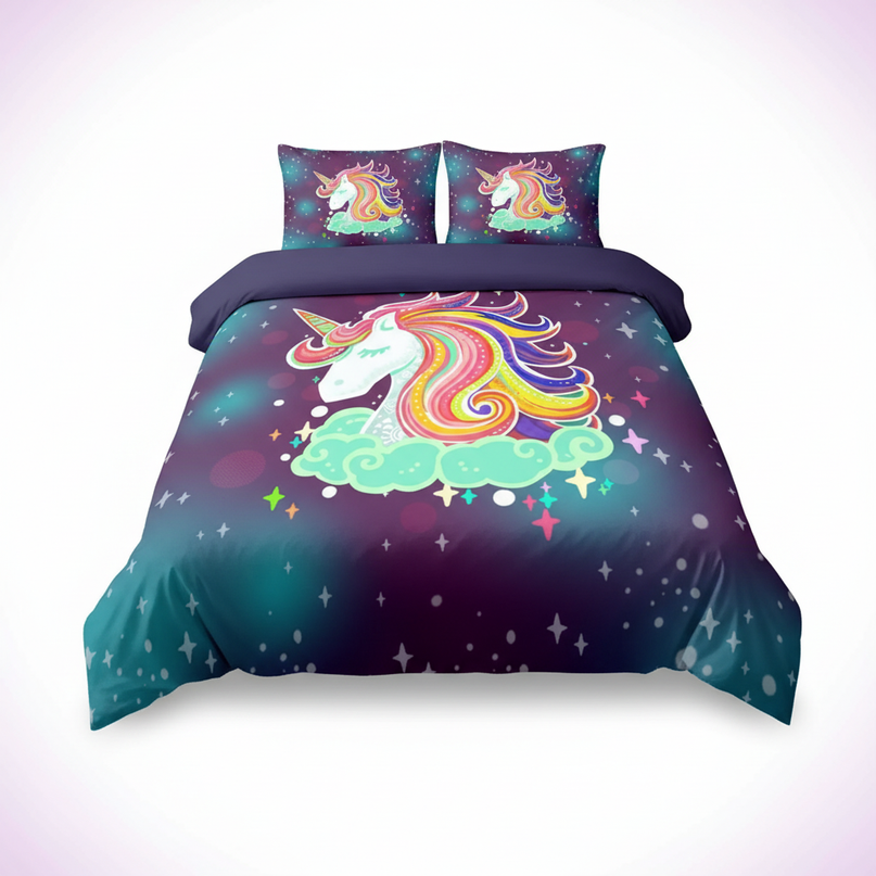 galaxy cloud mane unicorn bedding - white-bg