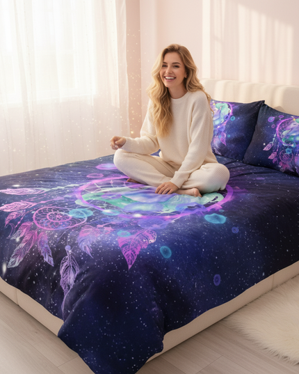 galaxy dreamcatcher unicorn bedding - in-use