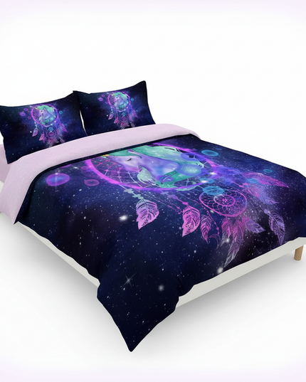 galaxy dreamcatcher unicorn bedding - white-bg
