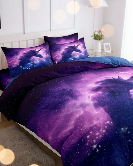 galaxy nebula unicorn bedding - lifestyle