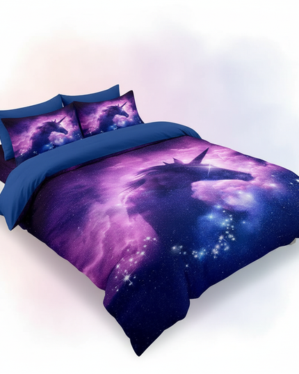 galaxy nebula unicorn bedding - white-bg