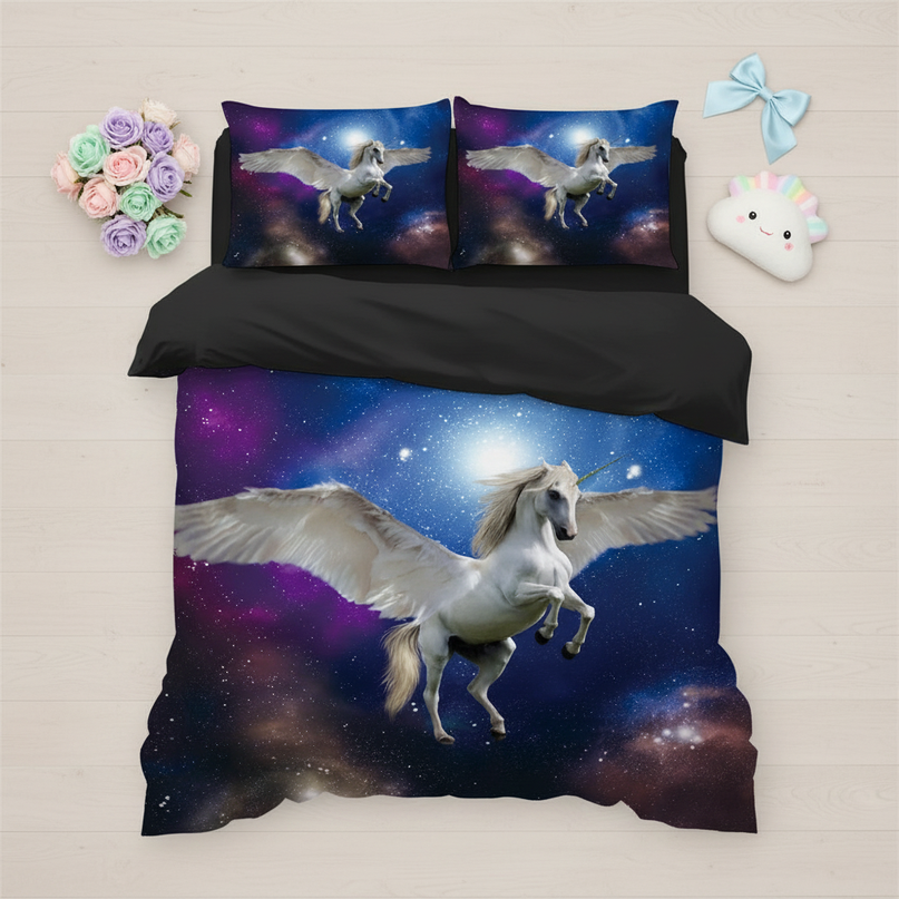 galaxy pegasus bedding - flat-lay