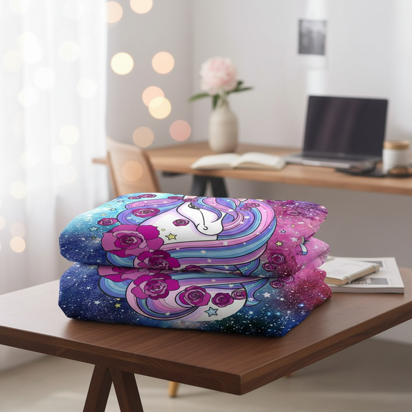 galaxy rose mane unicorn bedding - lifestyle