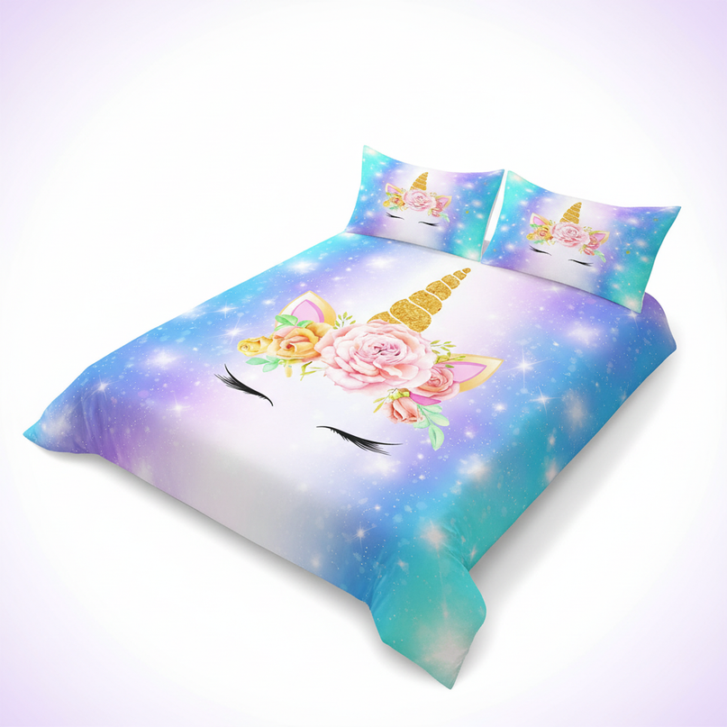 galaxy unicorn bedding - white-bg