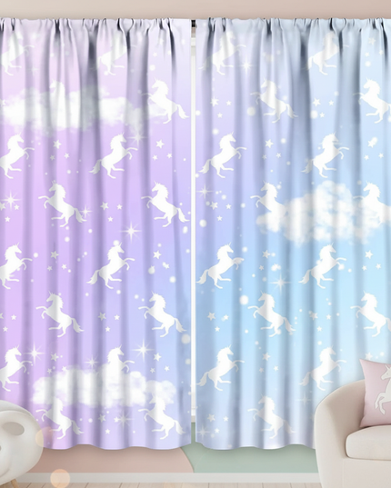 galaxy unicorn curtains - lifestyle