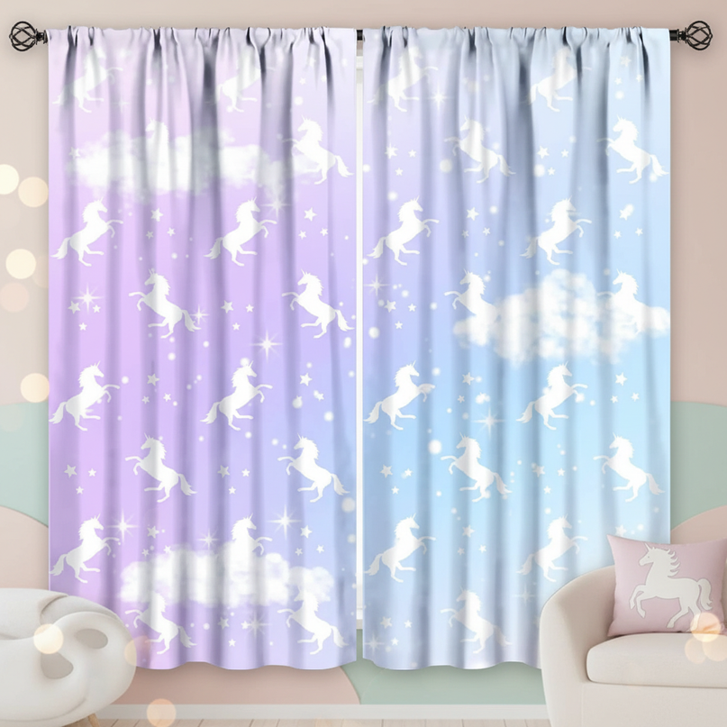 galaxy unicorn curtains - lifestyle