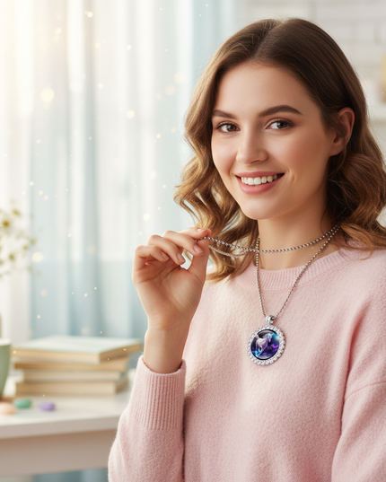 galaxy unicorn necklace - in-use