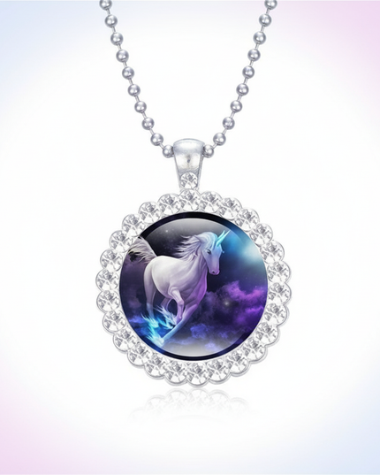 galaxy unicorn necklace - white-bg