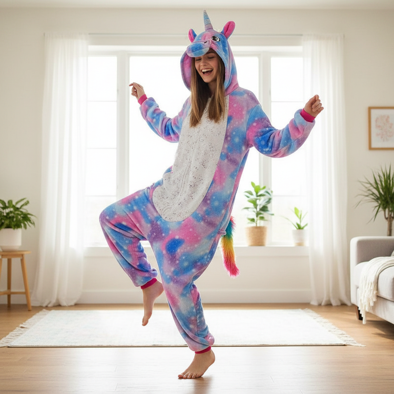 galaxy unicorn onesie - in-use