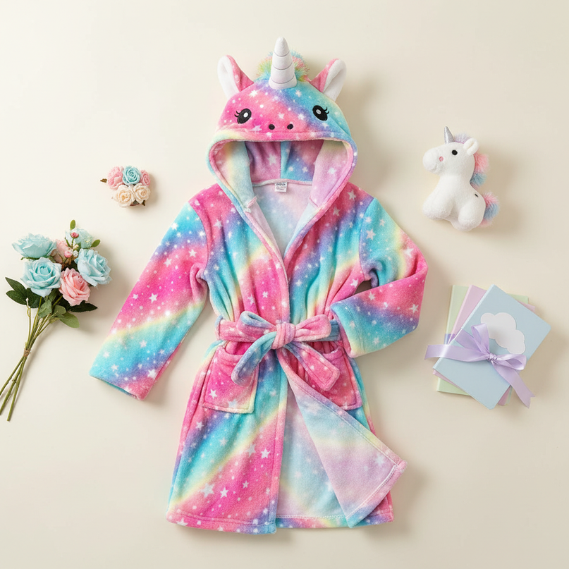 galaxy unicorn robe - flat-lay