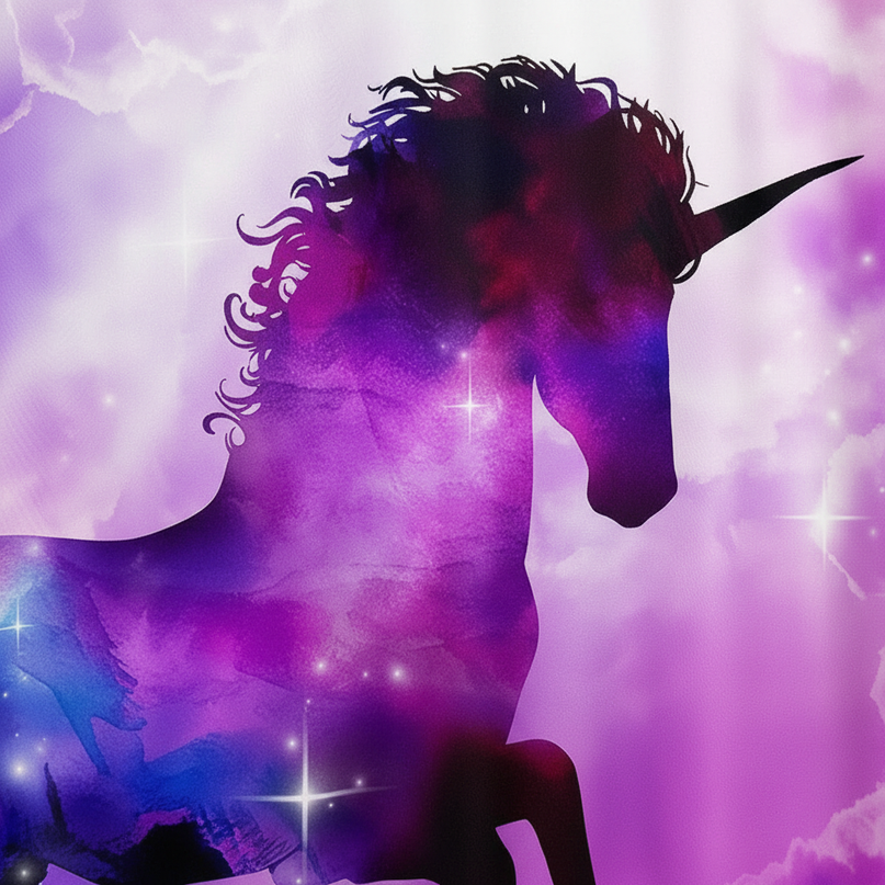 galaxy unicorn shower curtain - detail
