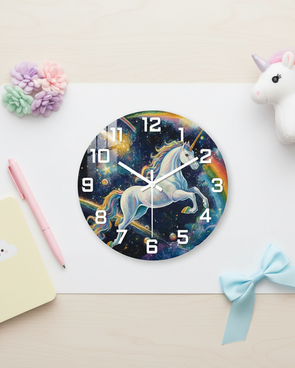 galaxy unicorn wall clock - flat-lay