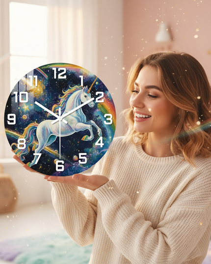 galaxy unicorn wall clock - in-use