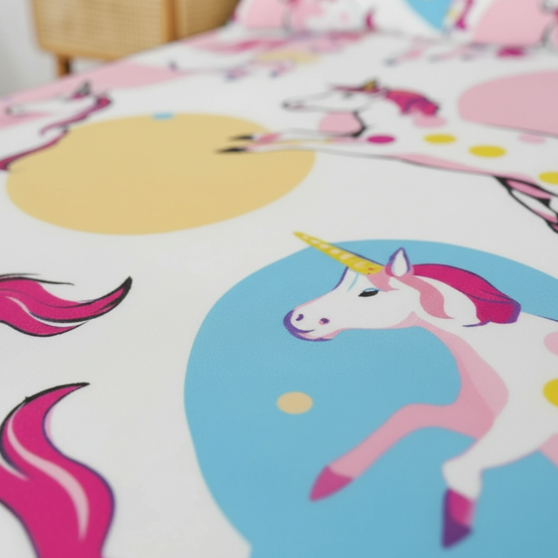 gallop heart circle unicorn bedding - detail